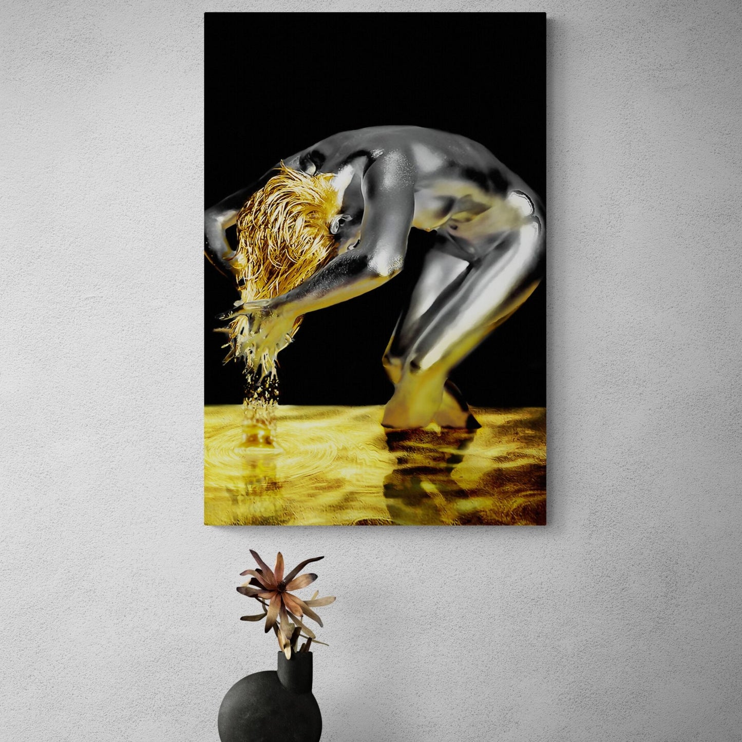 Gold Hair Nude Woman Canvas Wall Art