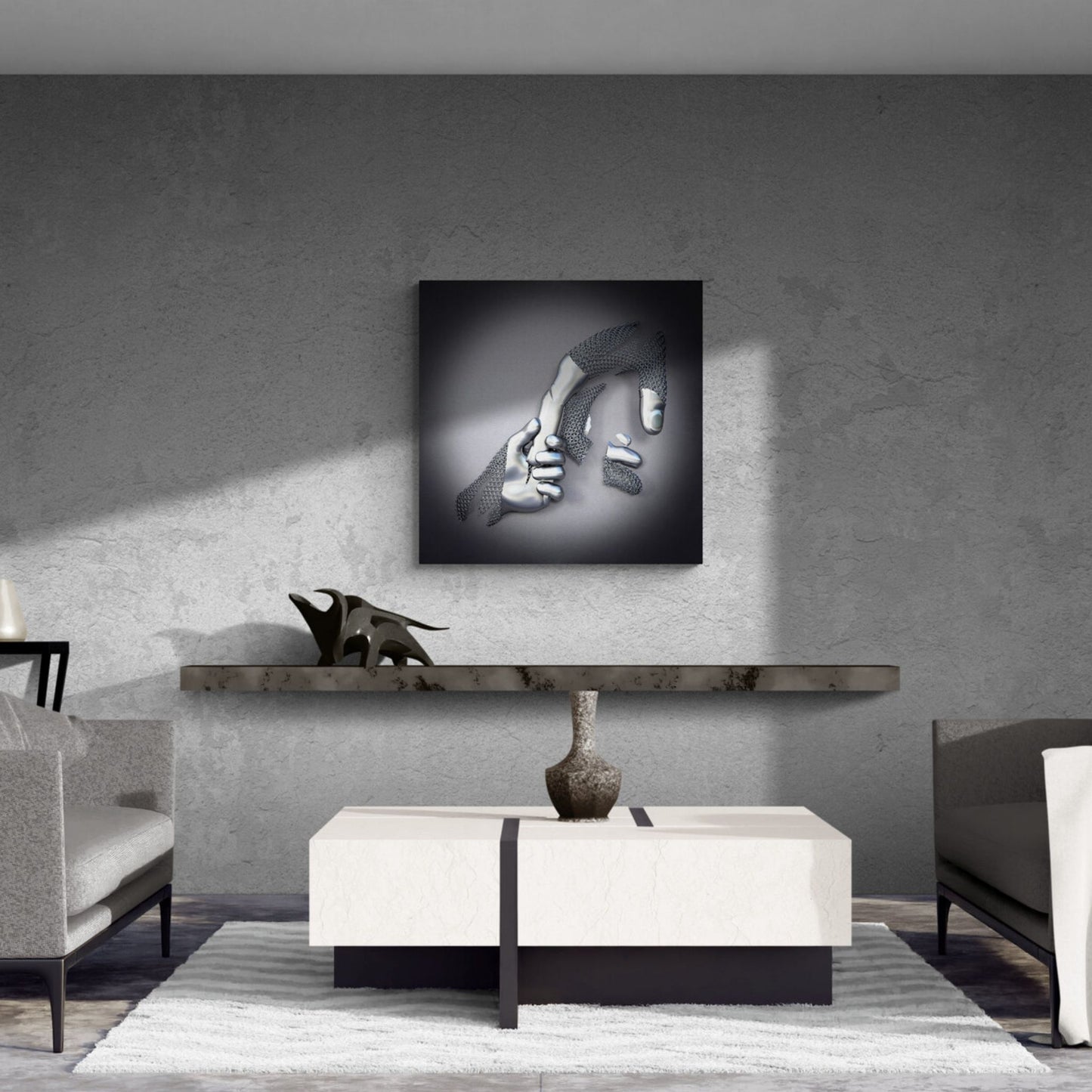 3D Effect Holding Finger Canvas Art