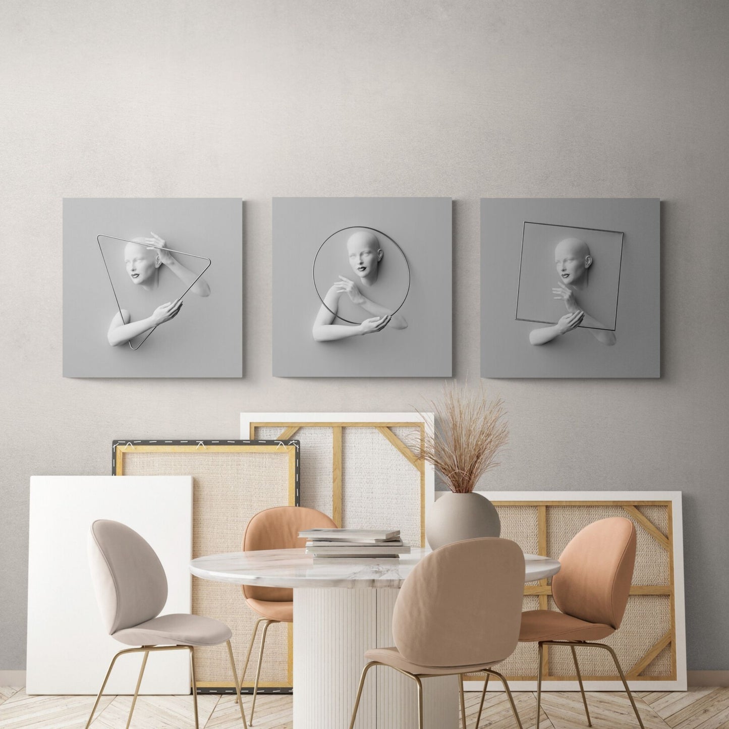 Abstract Geometric Wall Art Set of 3