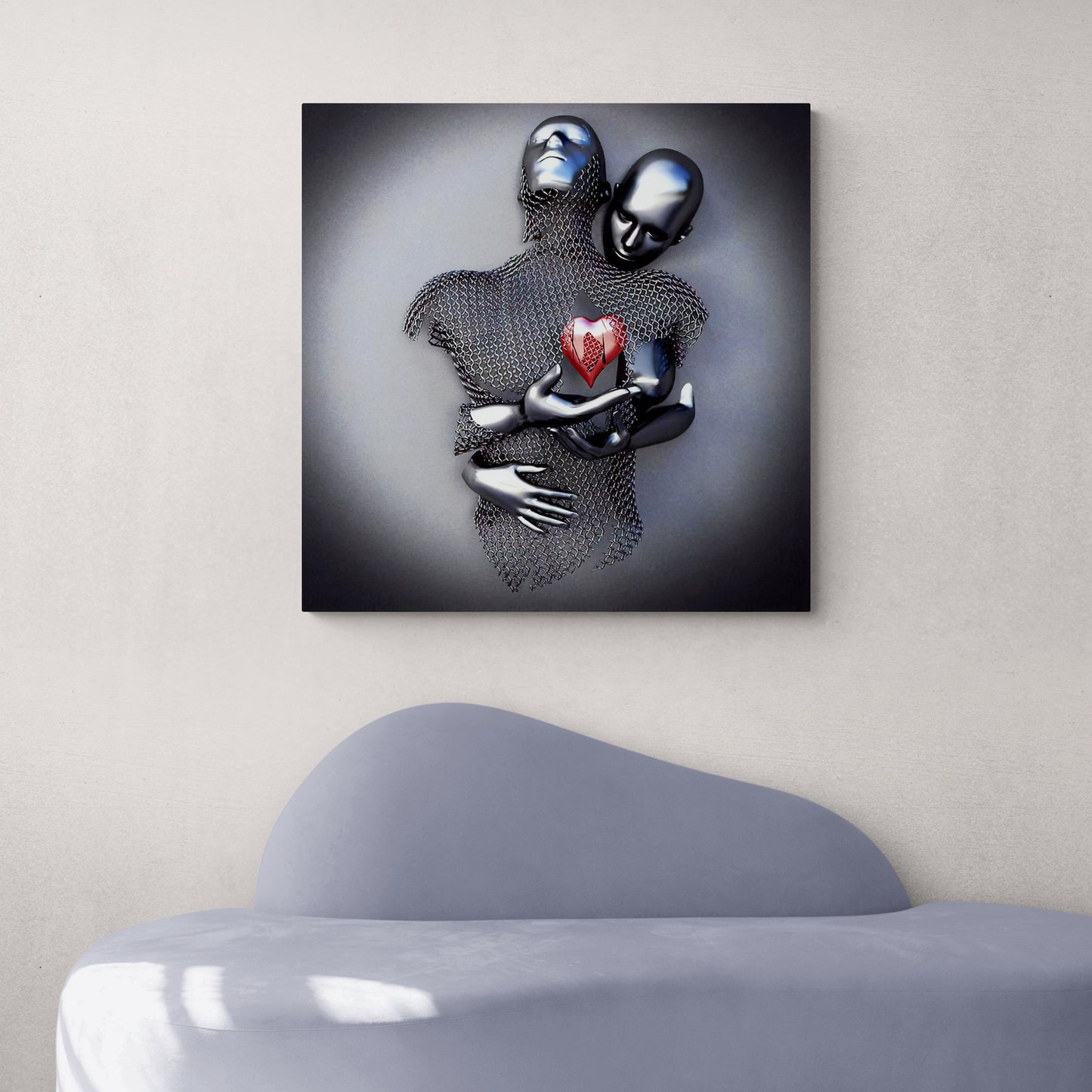3D Effect Red Heart of Man Canvas
