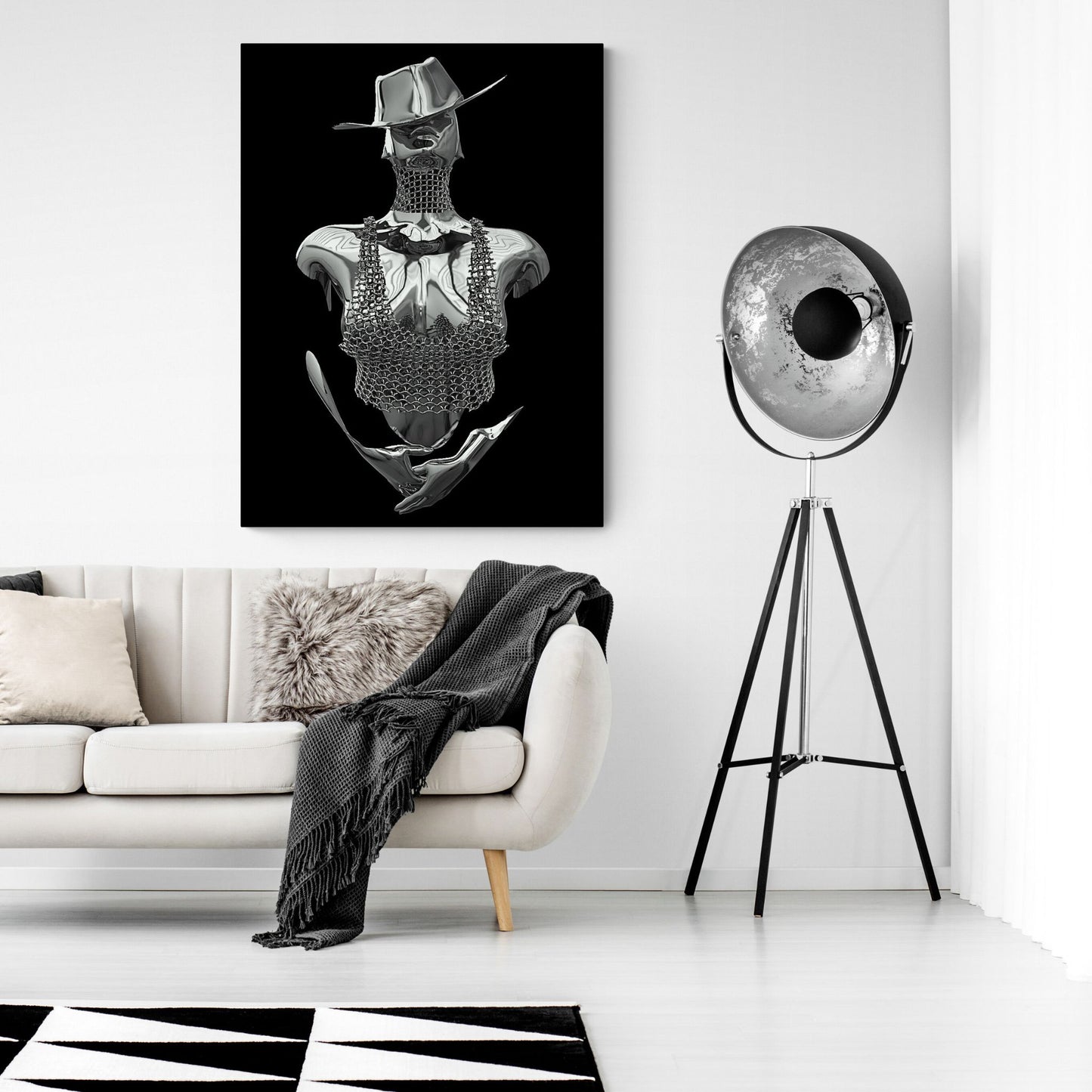 3D Effect Woman with Hat Canvas
