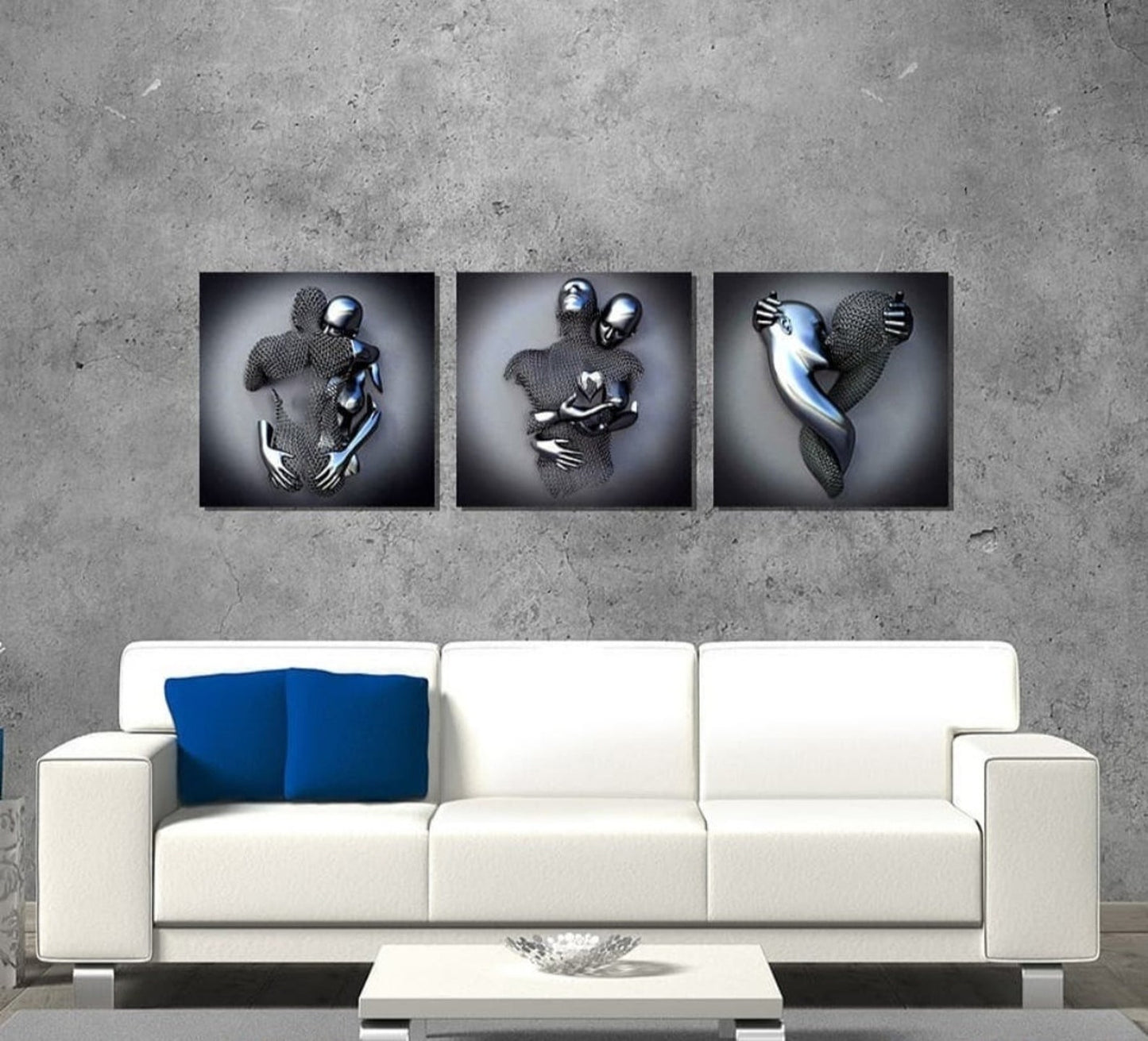 3D Effect Love in Shapes Canvas Set of 3 Wall Art