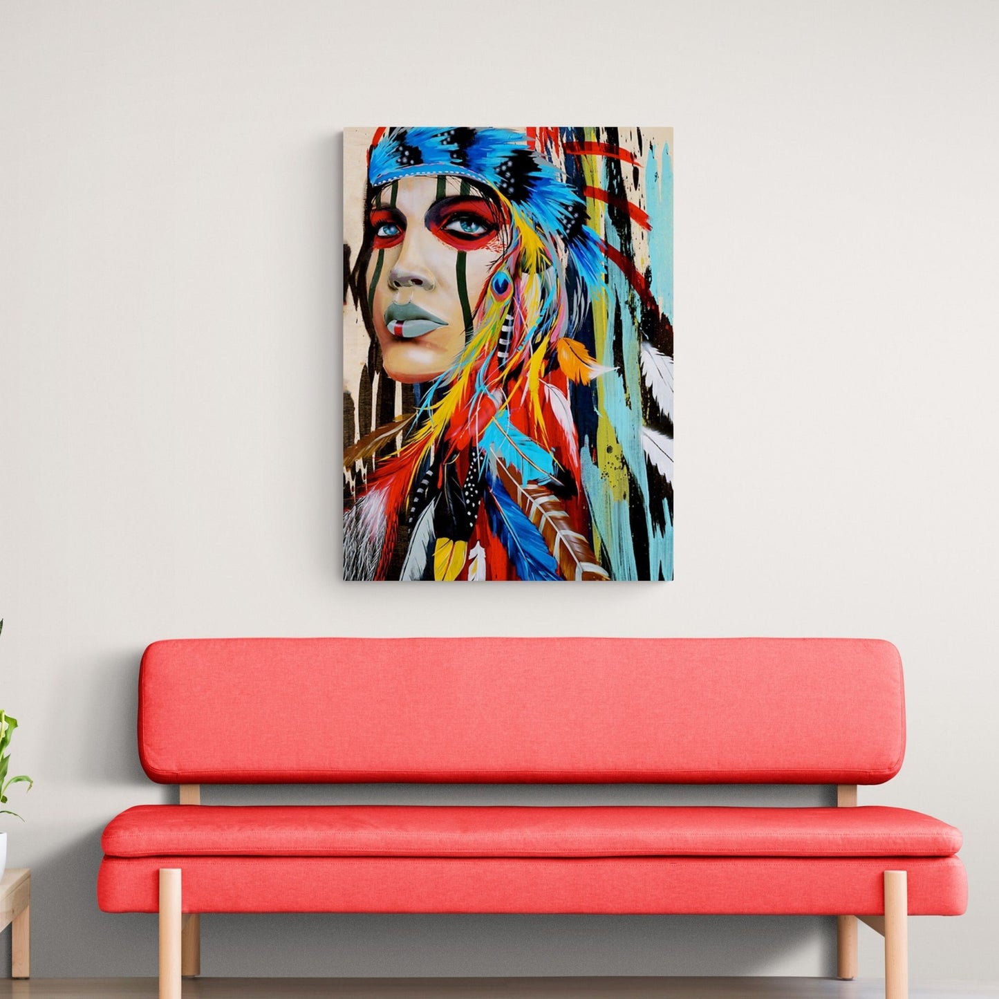 Colorful Native American Indian Girl Wall Art