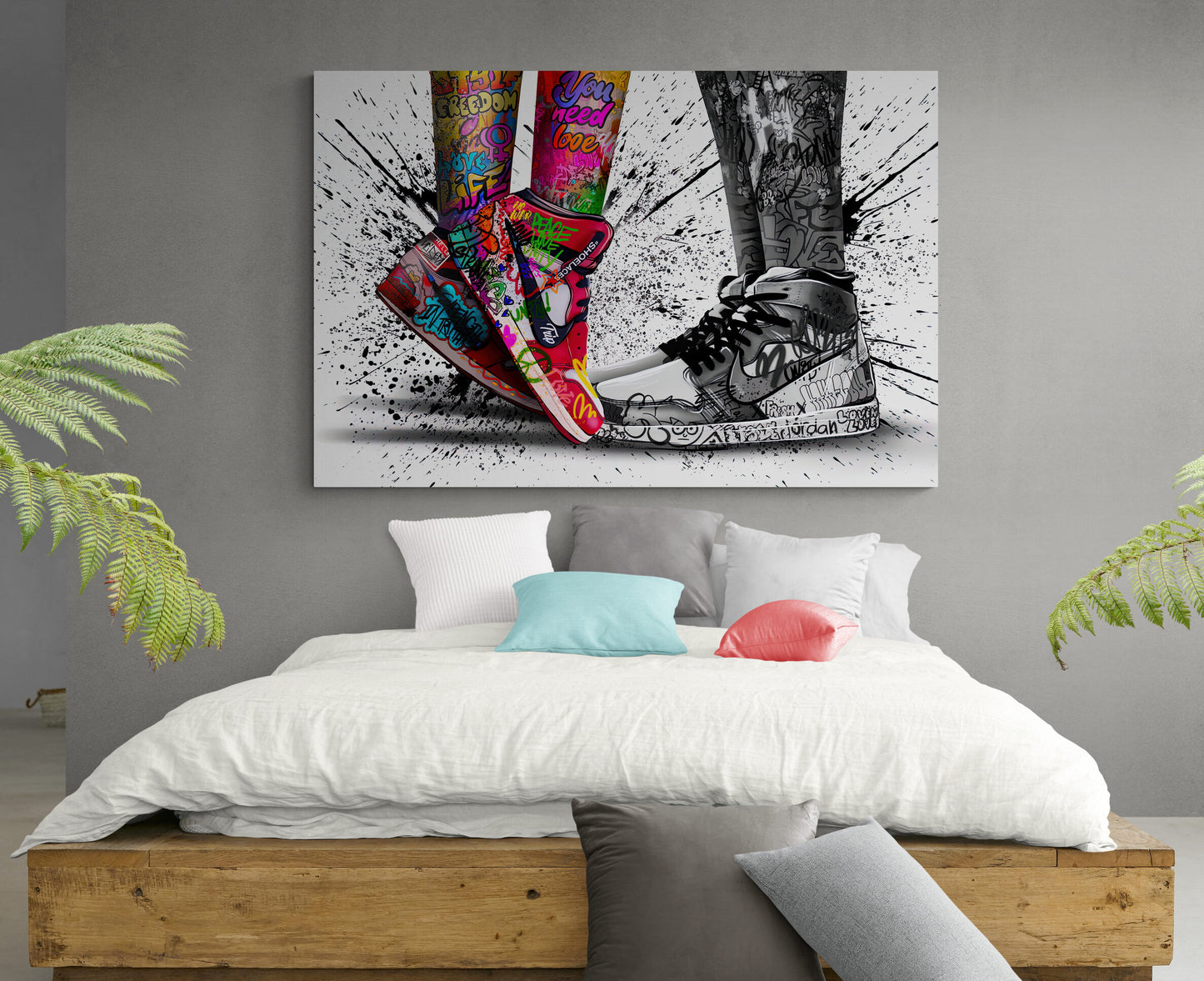 Banksy Couple Sneakers Canvas Art