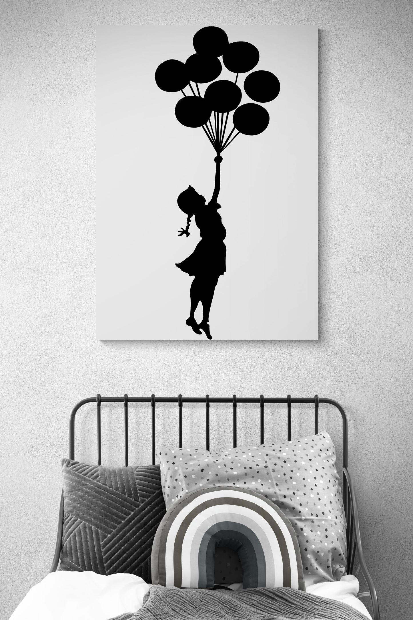Banksy Street Art Girl With Balloons Black