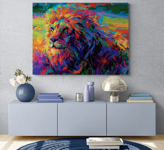 Colorful Lion Canvas Art