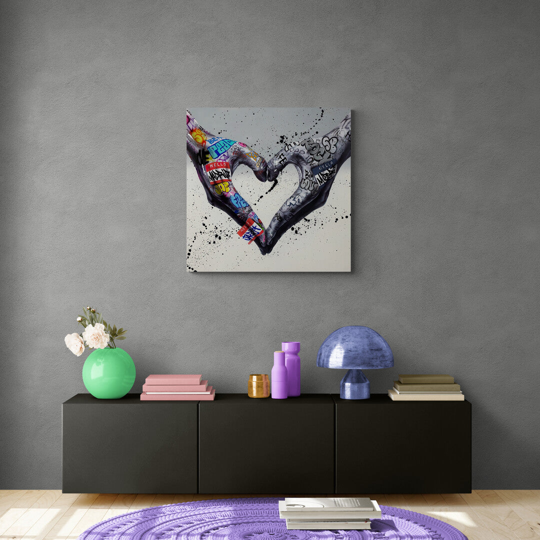 Banksy Heart Hand Street Graffiti Canvas