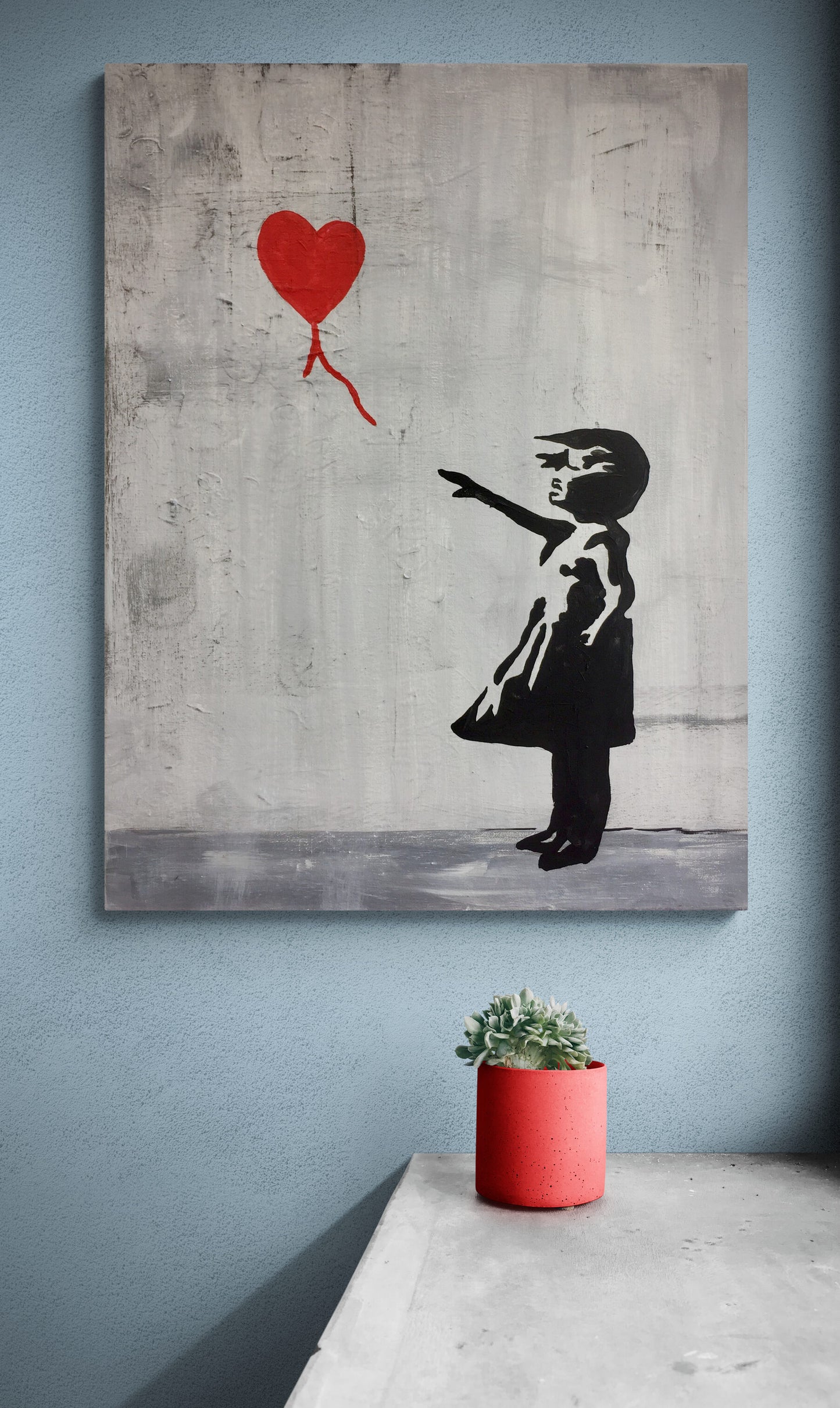 Banksy Girl with Red Heart Balloon Art Canvas