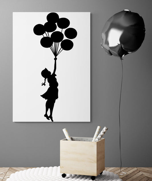 Banksy Street Art Girl With Balloons Black