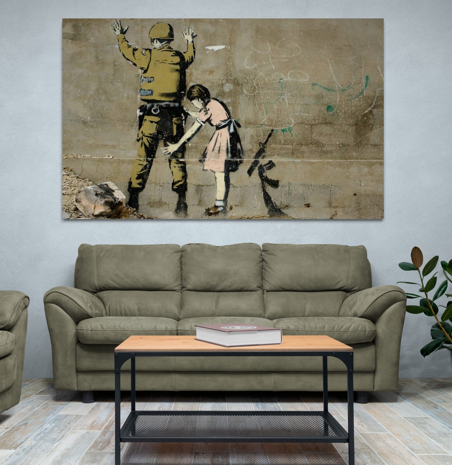 Banksy Girl Searching Soldier Art Canvas – cosxart