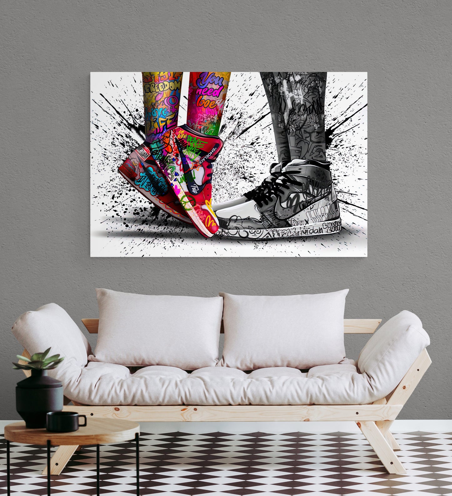 Banksy Couple Sneakers Canvas Art