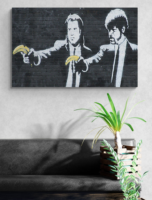 Banksy Pulp Fiction Banana Guns Canvas