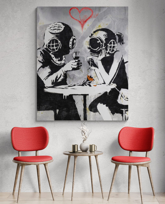 Banksy Think Tank Diver Lovers Art Canvas