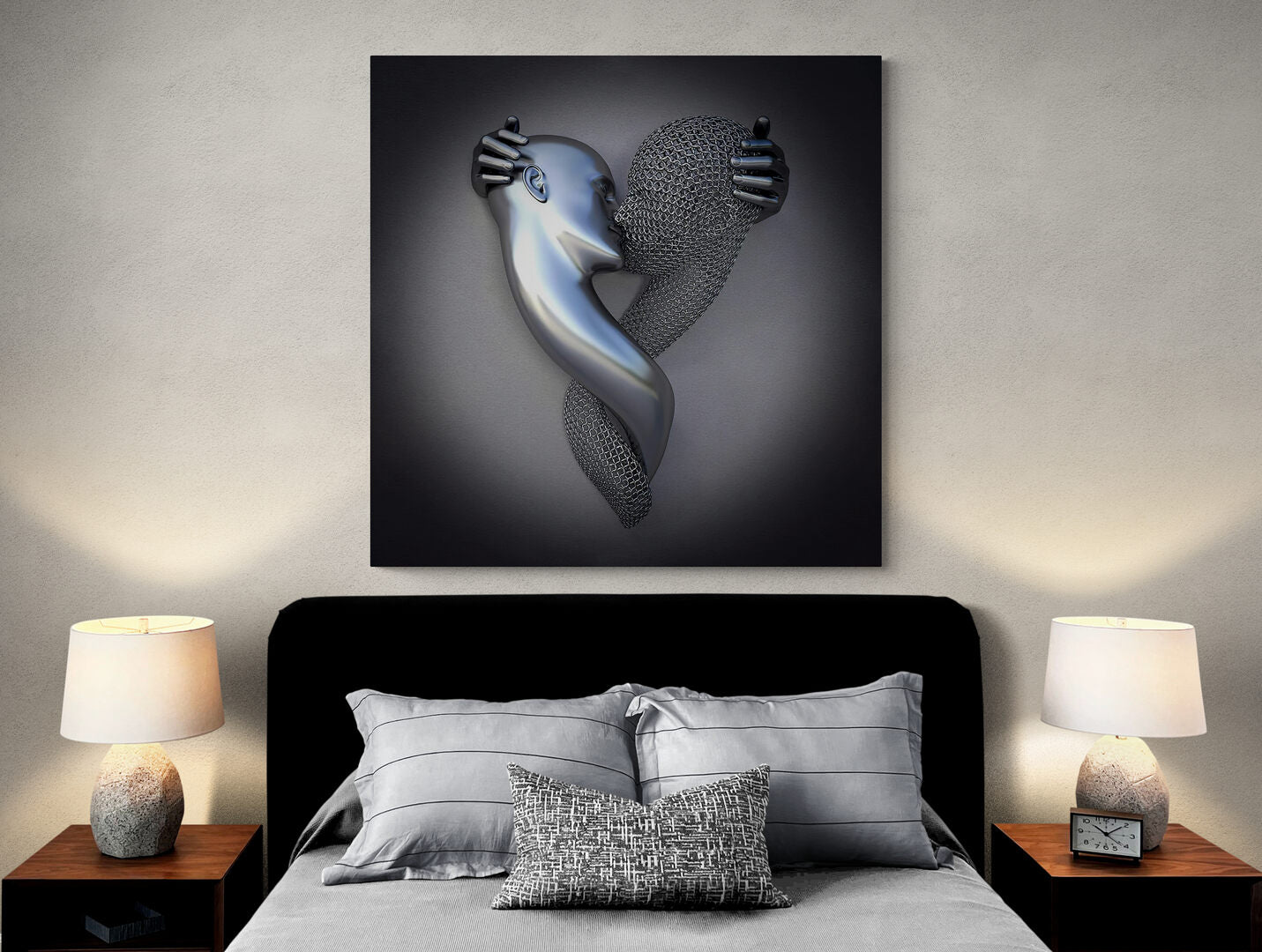 3D Effect Kissing Wall Art