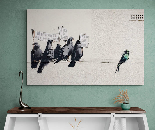 Banksy Street Art Protesting Birds Canvas