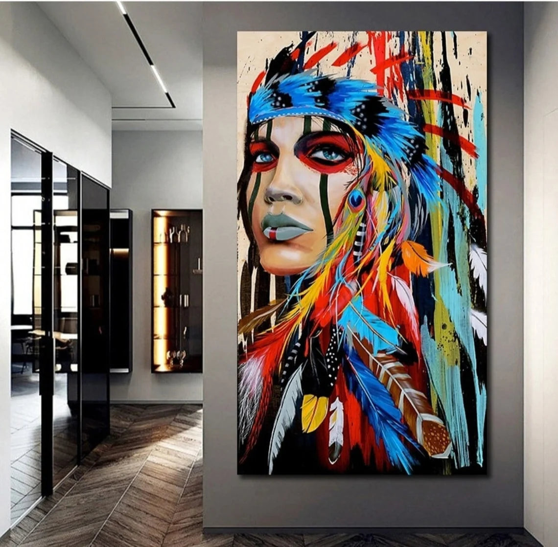 Colorful Native American Indian Girl Wall Art