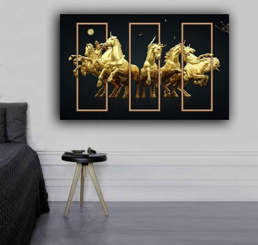 Gold Horses Canvas Art