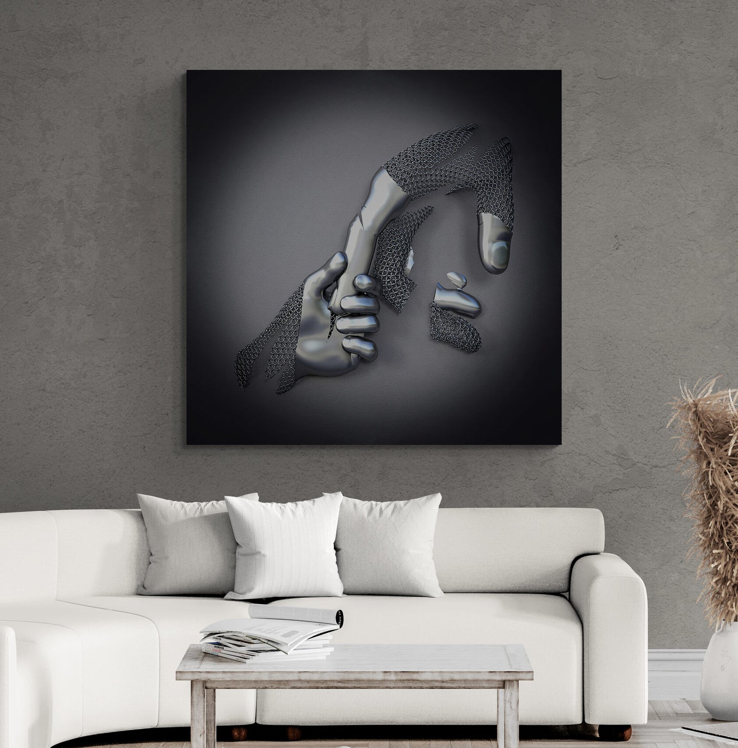 3D Effect Holding Finger Canvas Art