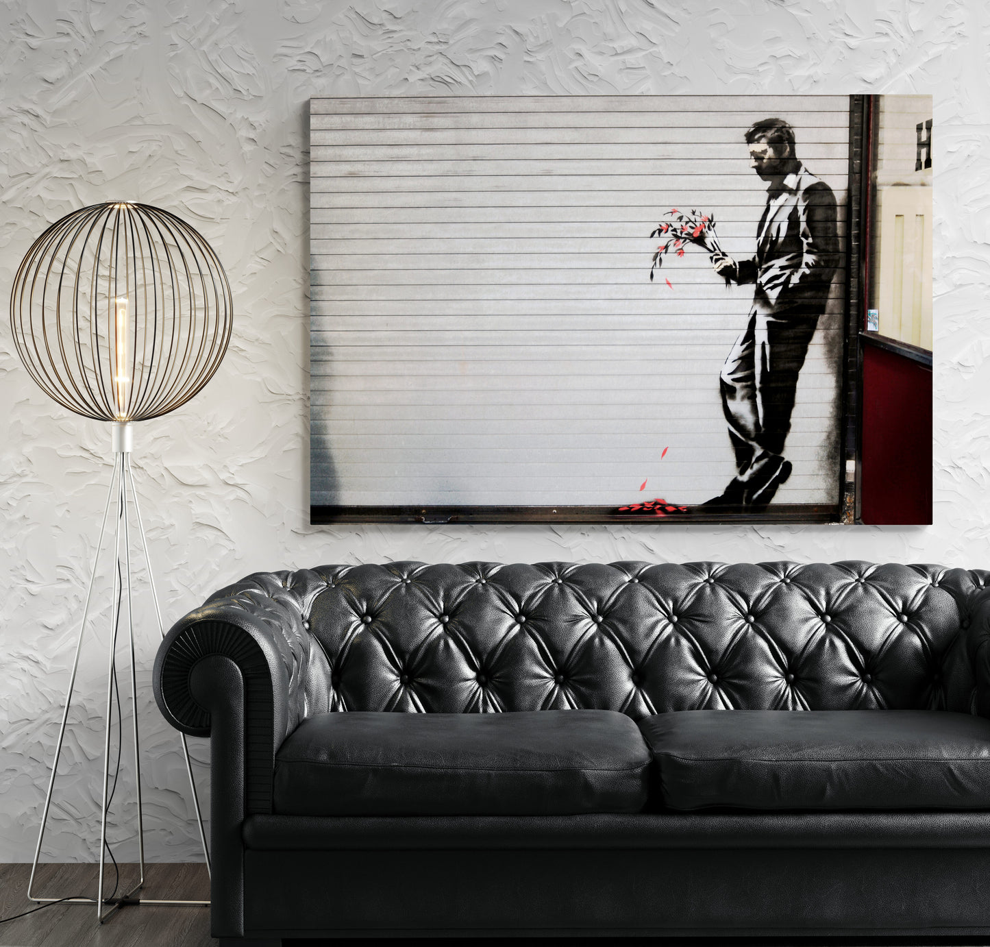 Banksy Man With Flower Graffiti Street Art Canvas