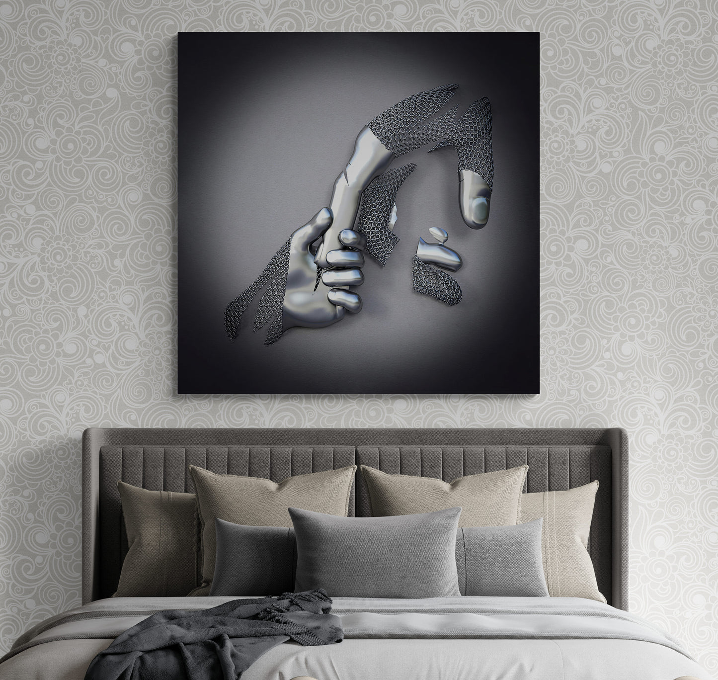 3D Effect Holding Finger Canvas Art