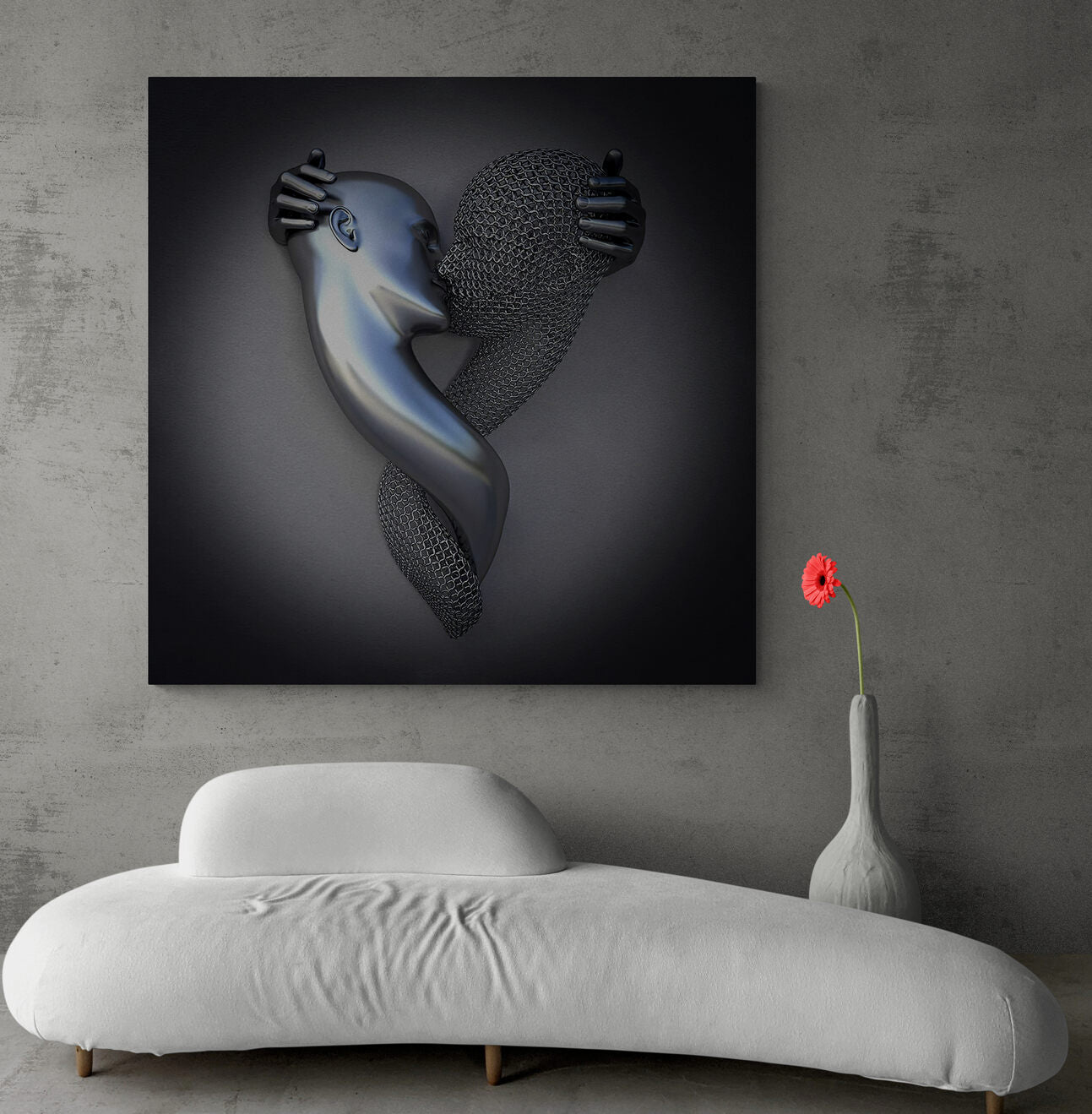 3D Effect Kissing Wall Art