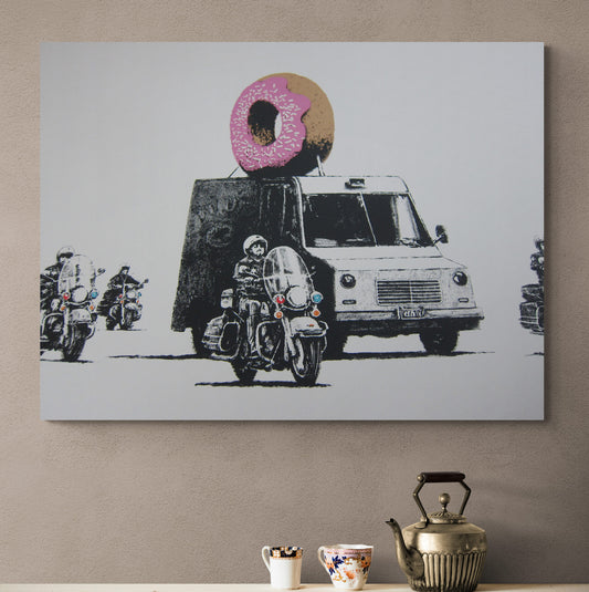 Banksy Strawberry Donuts Art Canvas