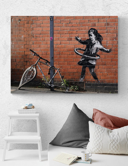 Banksy Hula Hooping Girl Street Art Canvas