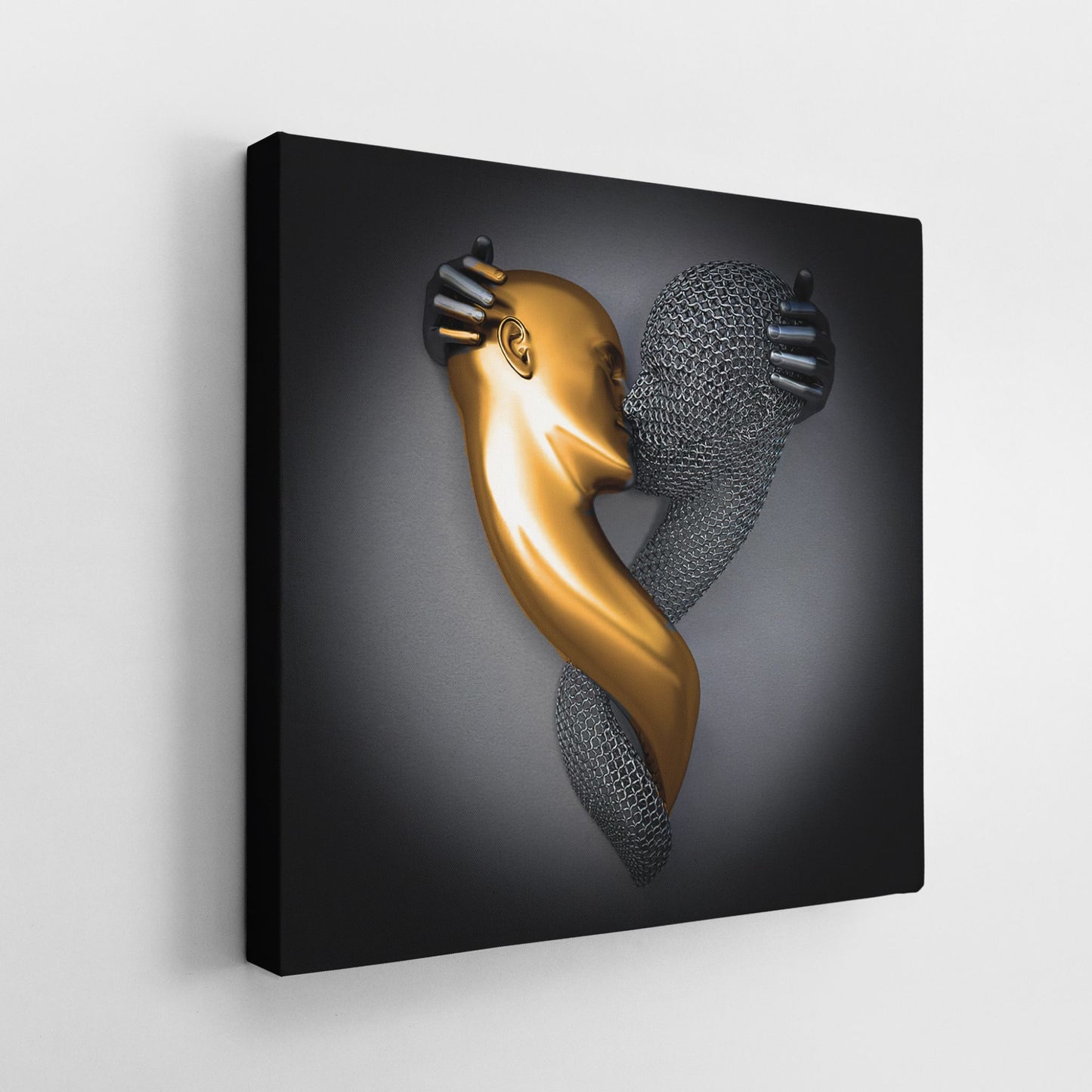 3D Effect Gold Love in Shapes Canvas Set of 4 Wall Art