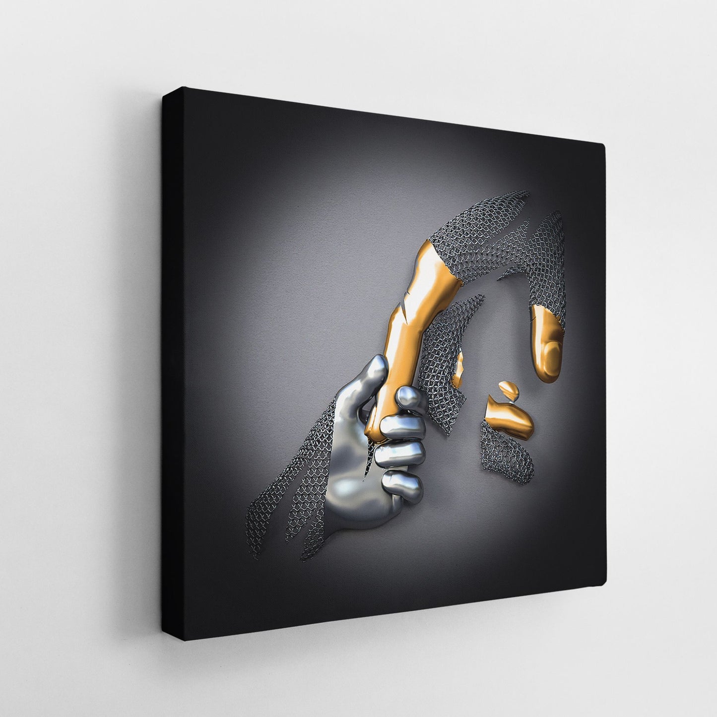 3D Effect Gold Love in Shapes Canvas Set of 4 Wall Art