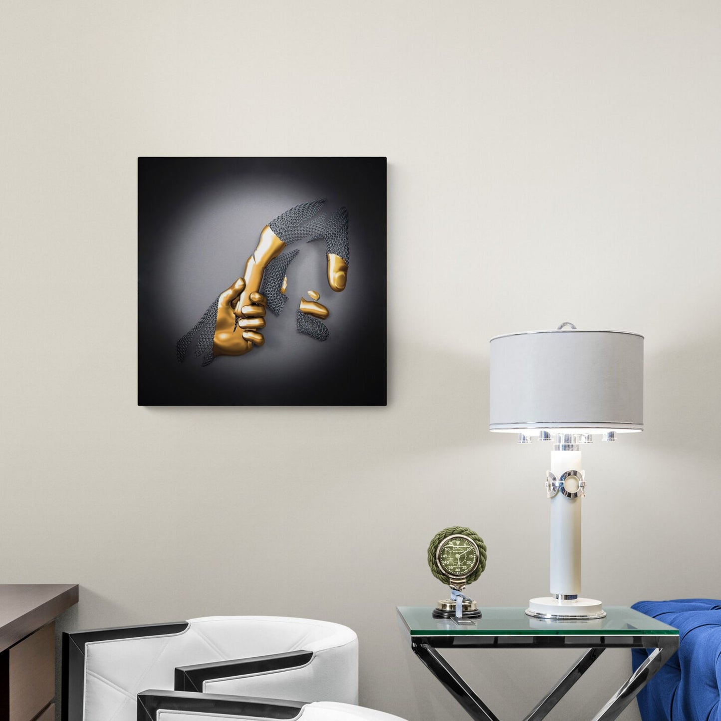 3D effect Gold Hand Design Art