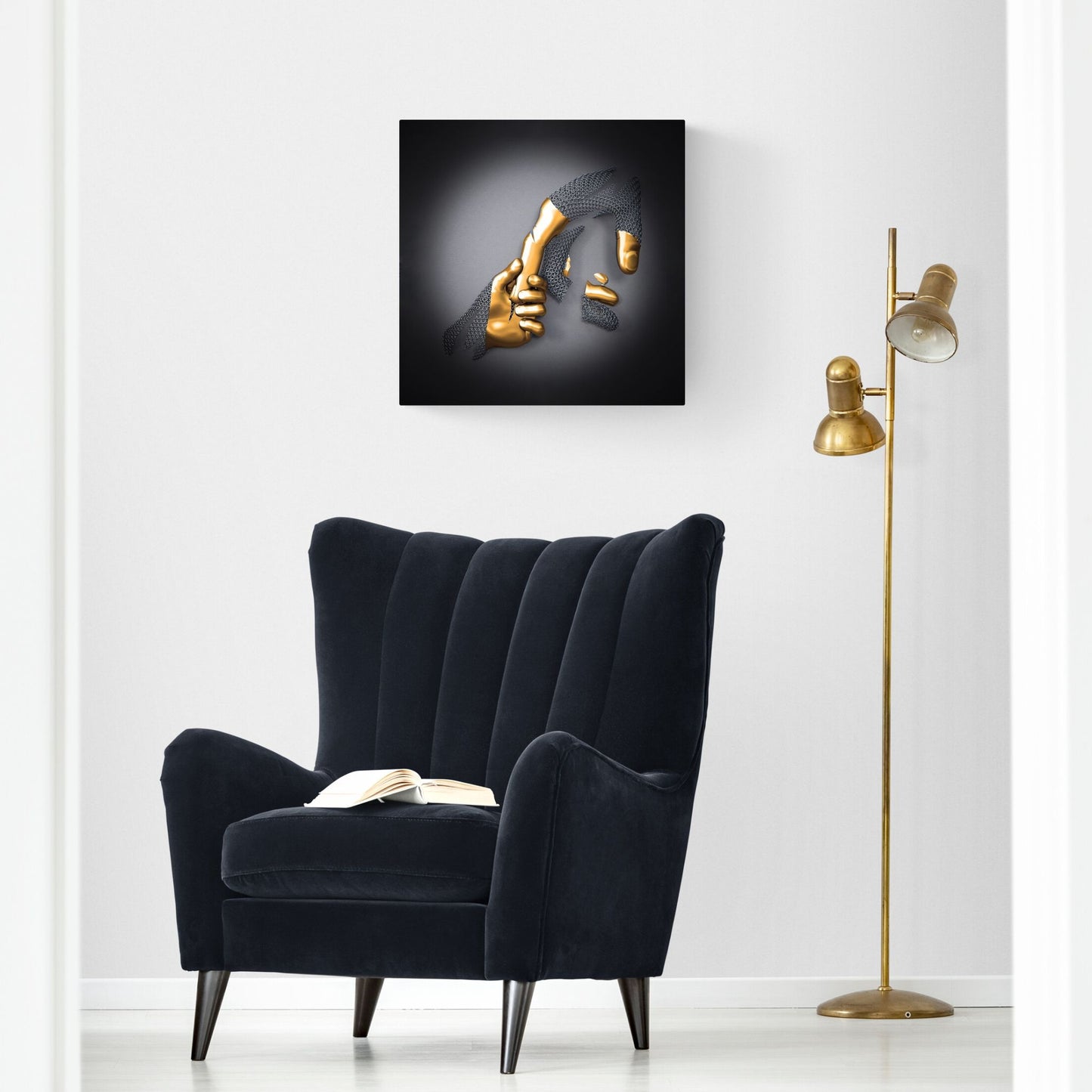 3D effect Gold Hand Design Art