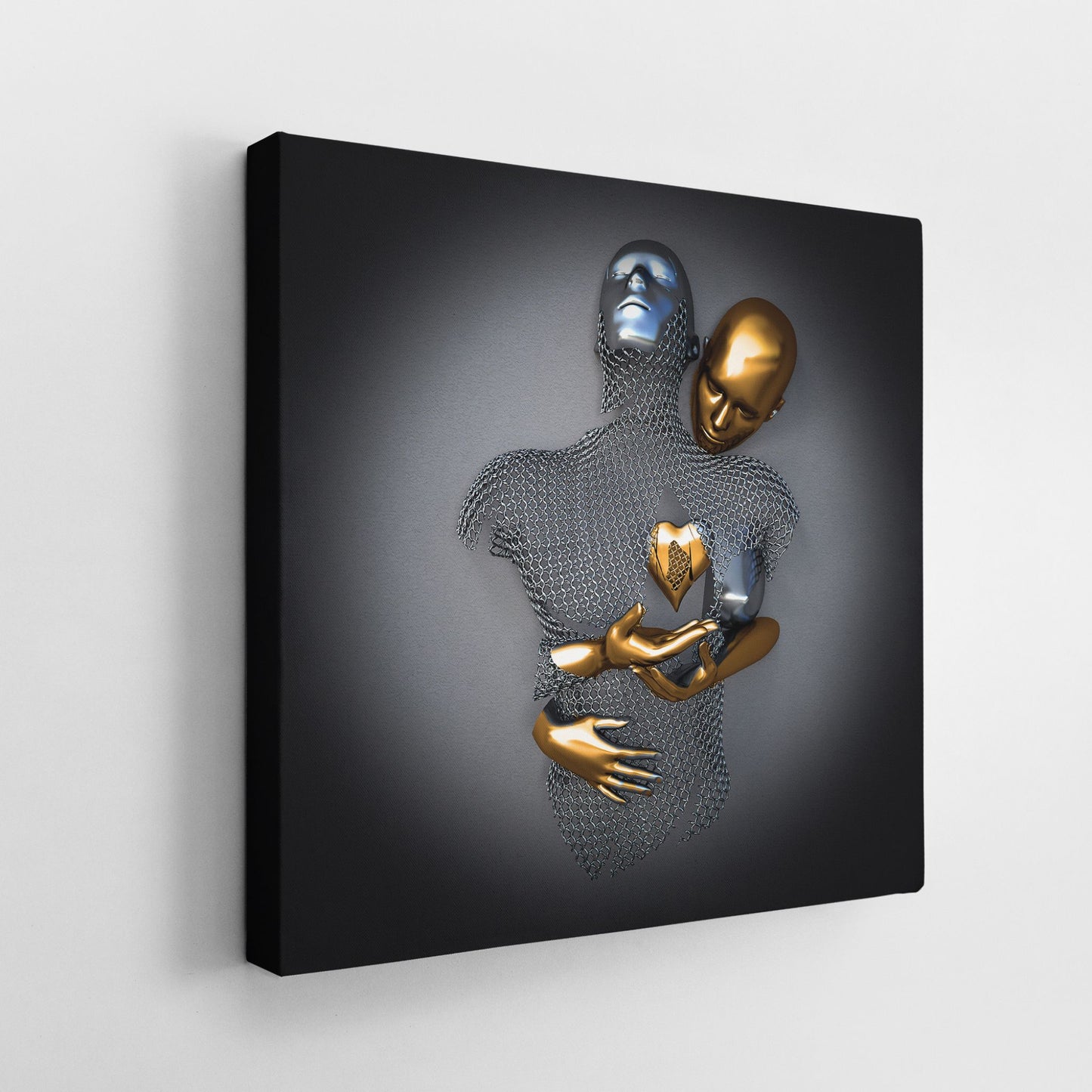 Couple Love Gold Heart Wall Art