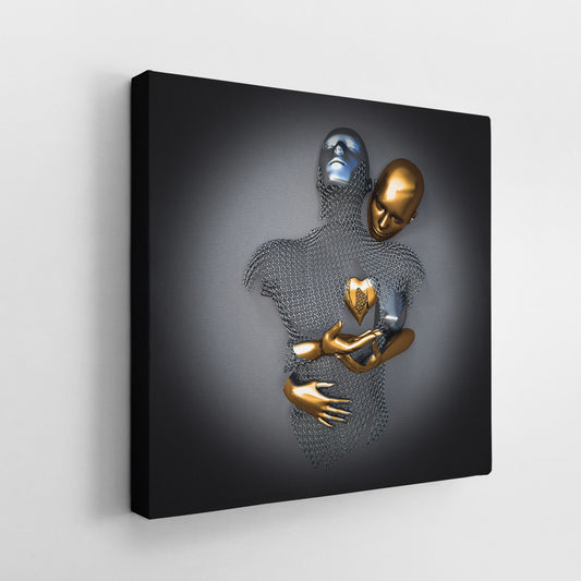 Couple Love Gold Heart Wall Art