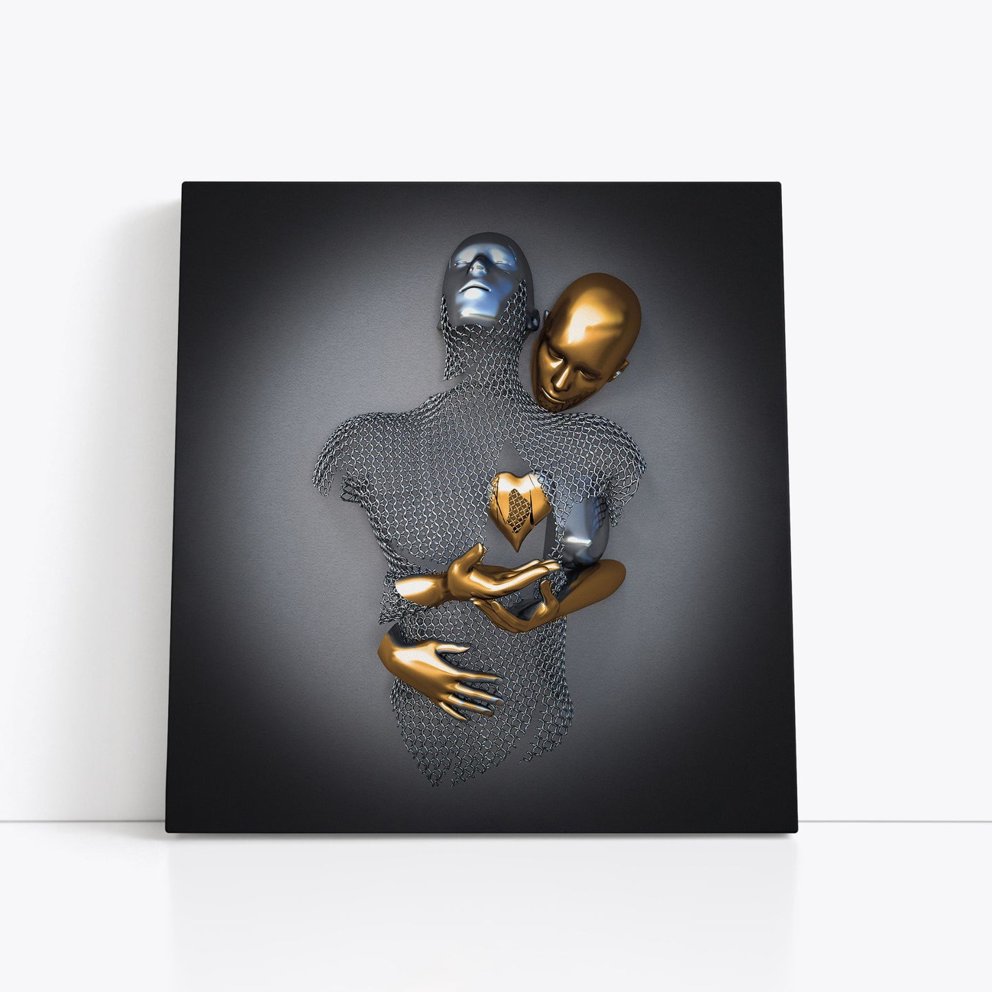 Couple Love Gold Heart Wall Art