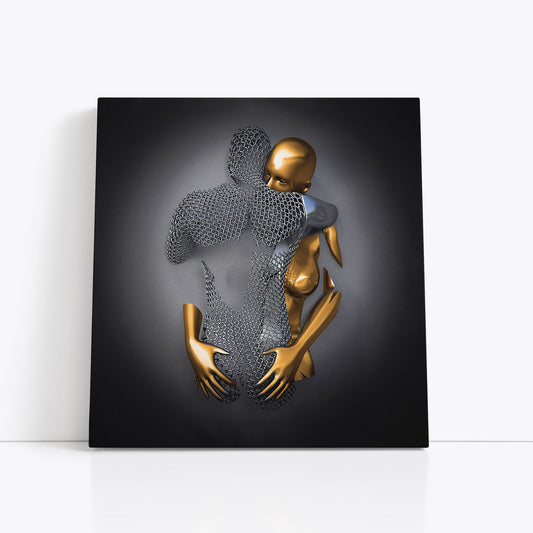 3D Effect Gold Love Canvas Wall Art