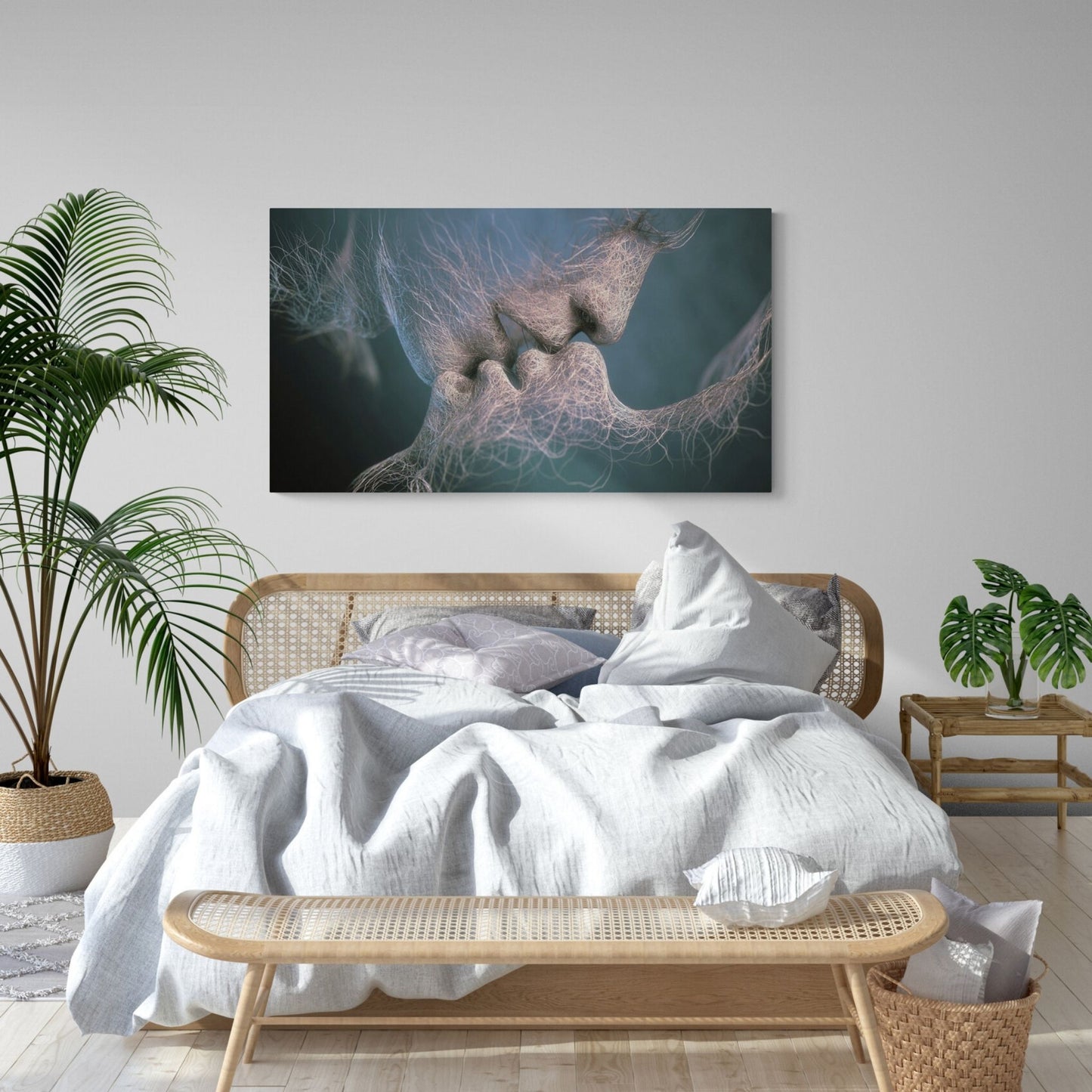 Touching Lips Canvas Wall Art