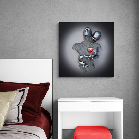 3D Effect Red Heart of Man Canvas