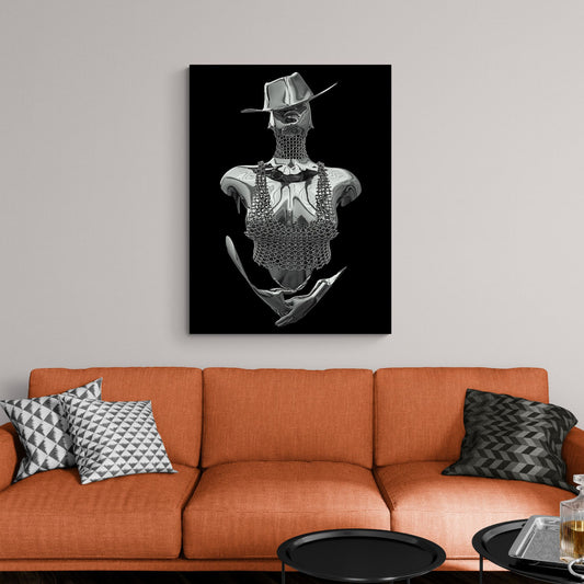 3D Effect Woman with Hat Canvas